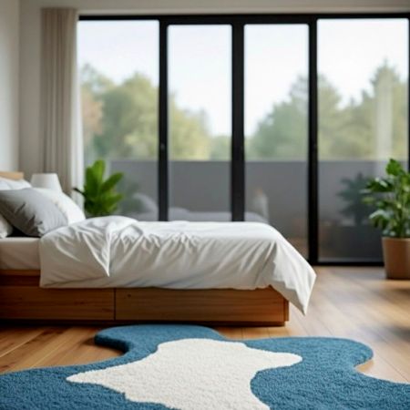 Handtufted Blue Wool Rug for Stylish Home Spaces